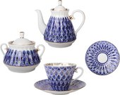 Сервиз чайный ИФЗ Лучистая, Незабудка, 14 предметов, фарфор 81.14821.01.1/14