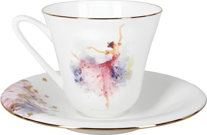 Чашка с блюдцем ИФЗ Сад, Фея сирени, 200мл, костяной фарфор 81.24855.00.1