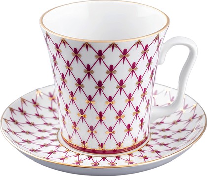 Бокал с блюдцем ИФЗ Ленинградский, Сетка-Блюз 2, 360мл, фарфор 81.24769.00.1