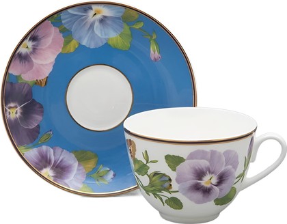 Чашка с блюдцем ИФЗ Весенняя-2, Виола 2, 250мл, костяной фарфор 81.34139.00.1