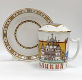 Бокал с блюдцем и крышкой Ростов Великий, ф. Снежное утро ИФЗ 81.21561.00.1