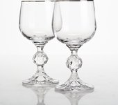 Фужеры для вина Клаудия 150мл платиновая полоска, 2шт Crystalite Bohemia 40149/150/20732х2S