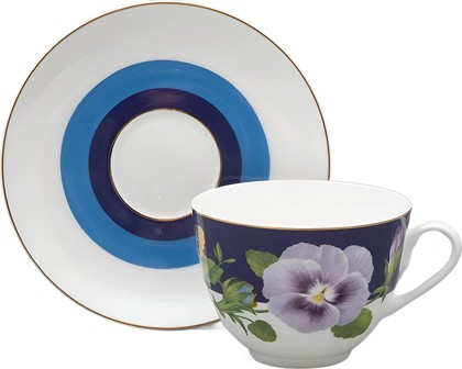 Чашка с блюдцем ИФЗ Весенняя-2, Виола 1, 250мл, костяной фарфор 81.34138.00.1