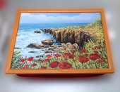 Поднос с подушкой Побережье Нормандии 41x31см Top Art Studio HSN1288-TA
