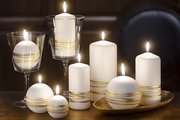 Свеча декоративная Bartek Candles Золотые кольца, колонна 5x10см 5907602663686