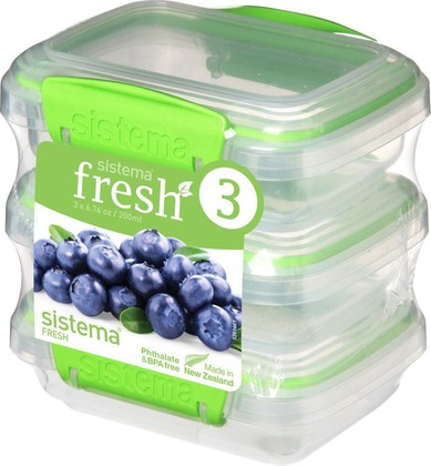 Набор контейнеров Sistema Fresh, 200мл, 3шт, салатовый 951523