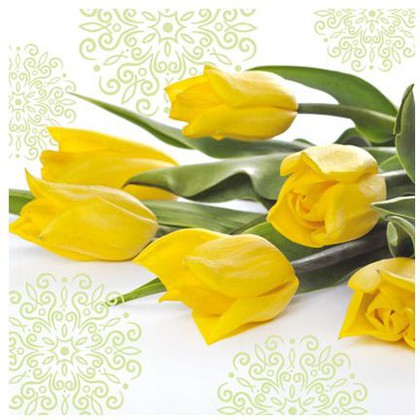 Салфетки для декупажа Paw Желтые тюльпаны, 33x33см, 20шт SDL290000