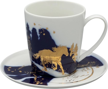 Чашка с блюдцем чайная ИФЗ Колокол, Зимняя дорога, 300мл, фарфор 81.34078.00.1