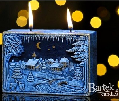 Bartek Candles WINTER SCENERY Свеча "Зимний пейзаж", блок с подсветкой 135x90x50мм, артикул 5907602662481
