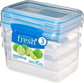Набор контейнеров Sistema Fresh, 1л, 3шт, голубой 921613