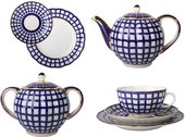 Сервиз чайный ИФЗ Тюльпан Кобальтовая клетка, 20 предметов, фарфор 81.15116.01.1