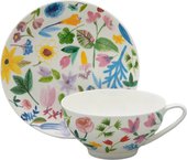 Чайная пара ИФЗ Купольная, Primavera, 300мл, костяной фарфор 81.34274.00.1