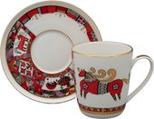Чашка с блюдцем чайная ИФЗ Колокол, Красный конь, 300мл, фарфор 81.34079.00.1