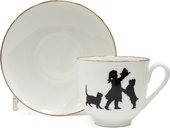 Чашка с блюдцем ИФЗ Ландыш, Силуэты Именинница, костяной фарфор 81.15705.00.1