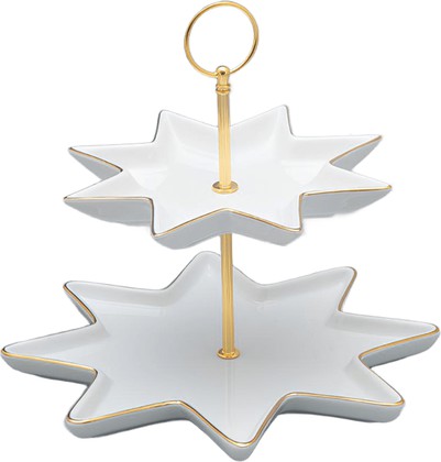 Этажерка 2-х ярусная ИФЗ Звезда Золотая лента, подарочный набор, фарфор 81.31550.00.1