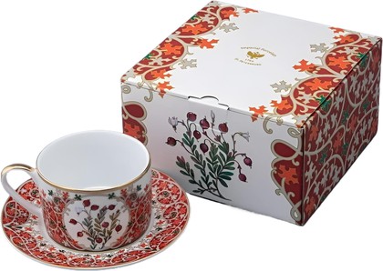 Чайная пара ИФЗ Соло, Клюква заповедная, 250мл, подарочный набор, фарфор 81.34280.00.1