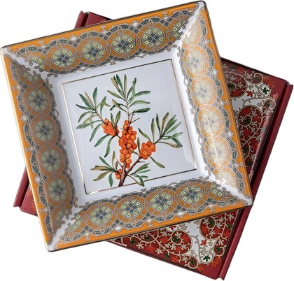 Подставка для мелочей ИФЗ Квадратная, Облепиха сибирская, 16.4x16.4см, фарфор, подарочная упаковка 81.33951.00.1