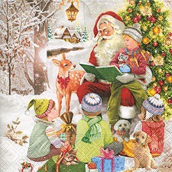Салфетки для декупажа Paper+Design Дед Мороз и дети, 33x33см, 20шт 60809