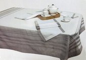Скатерть Белорусский лён 180x180см, 6 салфеток 28x45см, полосатая беж. 15c30/180x180/1/1