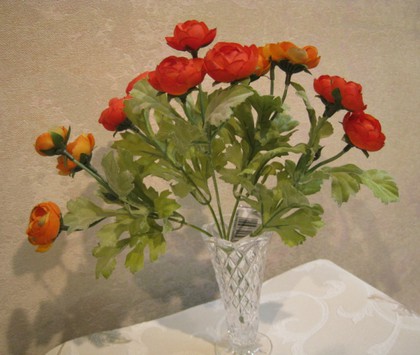 Цветок искусственный Ранункулус букетик-мини 22см, оранжевый Floralsilk 12490OR