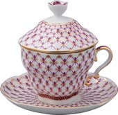 Чайная пара с крышкой ИФЗ Подарочная 2, Сетка-Блюз, фарфор 81.26643.00.1