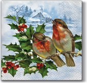 Салфетки Зимние Снегири 33x33, 3-сл, 20шт Paw SDL073400