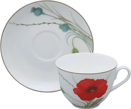 Чашка с блюдцем ИФЗ Весенняя-2, Маки, 250мл, костяной фарфор 81.34141.00.1