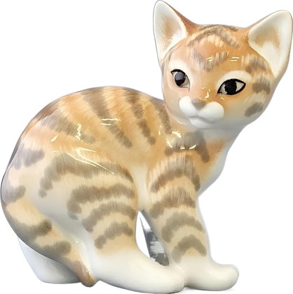 Статуэтка ИФЗ Кошка рыжая, 14см, ручная роспись, фарфор 82.44488.00.1