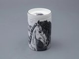 Бокал с блюдцем и крышкой ИФЗ Top, Тотем. Чёрный мустанг, 400мл, подарочная упаковка, костяной фарфор 81.34276.00.1