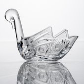 Икорница "Лебедь" 18см, Комета Crystalite Bohemia 7KG13/0/99S84/180