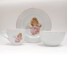 Набор для завтрака с рисунком Ангелочек розовый Porcelaine Czech Gold Hands DSRITAG056/3