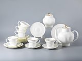Сервиз чайный ИФЗ Волна Золотой кантик, 20 предметов, 6 персон, костяной фарфор 81.20892.00.1