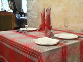Скатерть льняная Клюква 160x250см + 6 салфеток 50x50см, красный Белорусский лён 12c503/160x250/796/3