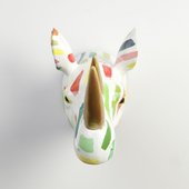 Фигура на стену Pomme-Pidou Носорог Лола, белый с полосками 148-00251