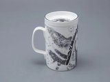 Бокал с блюдцем и крышкой ИФЗ Top, Тотем. Чёрный мустанг, 400мл, подарочная упаковка, костяной фарфор 81.34276.00.1