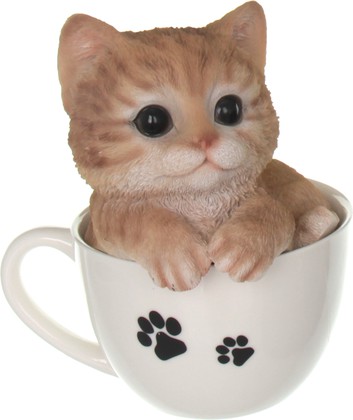 Статуэтка Art Atelier Котёнок в чашке 13x12.8x14.6см, полистоун HA2405-A