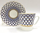 Чашка с блюдцем Кобальтовая сетка, ф. Чёрный кофе ИФЗ 81.14569.00.1