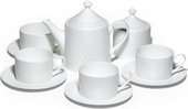 Сервиз чайный ИФЗ Идиллия, Жемчужная сетка, 10 предметов, 4 персоны, костяной фарфор, подарочная упаковка 81.34970.00.1