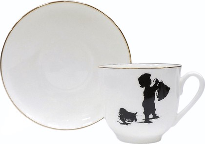 Чашка с блюдцем ИФЗ Ландыш, Силуэты. Хлопоты, 180мл, костяной фарфор 81.15709.00.1