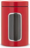 Банка для хранения продуктов Brabantia с окном 1.4л, стальной пламенно-красный 484063