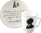 Чашка с блюдцем ИФЗ Майская, Русские писатели Блок, 165мл, костяной фарфор 81.33298.00.1