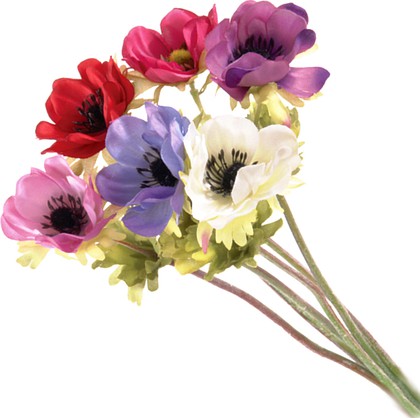 Floralsilk Искусственные цветы "Анемоны", микс, длина 34см, артикул 11009ASS