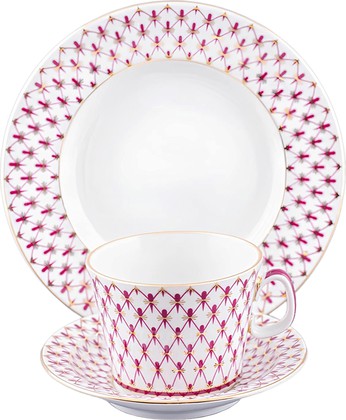 Набор чайный ИФЗ Молодёжная, Сетка-блюз, 210мл, 3 предмета, фарфор 81.24870.00.1