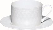 Чашка с блюдцем ИФЗ Идиллия, Жемчужная сетка, 300мл, костяной фарфор 81.34971.00.1